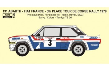 Decal -  Fiat 131 Abarth „FRANCE“ - 5th Rallye Tour de Corse 1979 - Mouton / Conconi